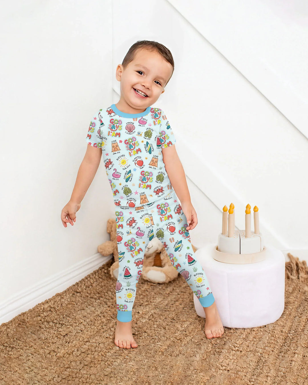Ocean Breeze, God Says I Am  Bamboo Two Piece Short Sleeve Pajama Set