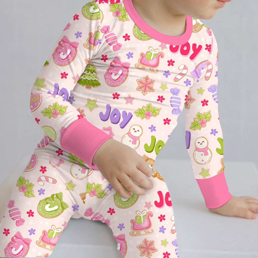 Custom Name Christmas Cookies Two Piece Long Sleeve Pajama Set