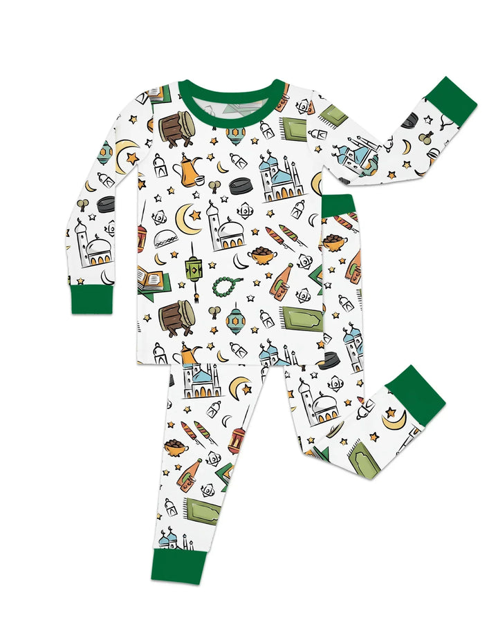 Zweiteiliges Langarm-Pyjama-Set mit Sommerfrüchten