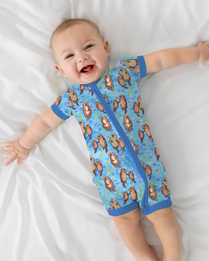 Pijama de bambú Otterly Together con cremallera corta