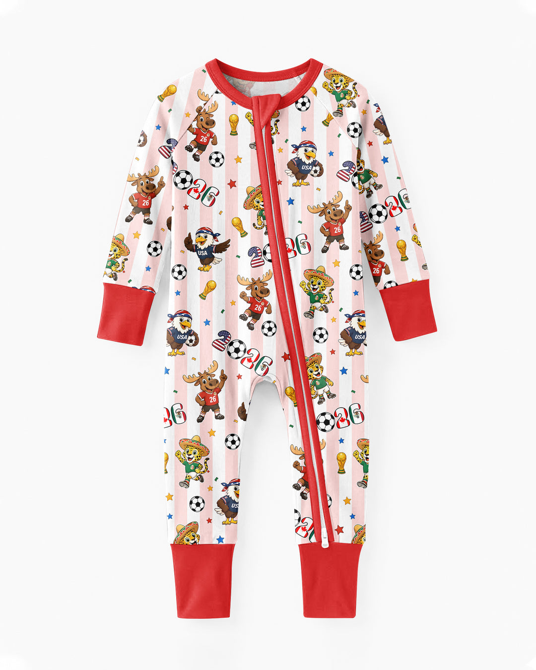 Striped Cute Mascots Soccer Cup 2026 Bamboo Convertible Zippy