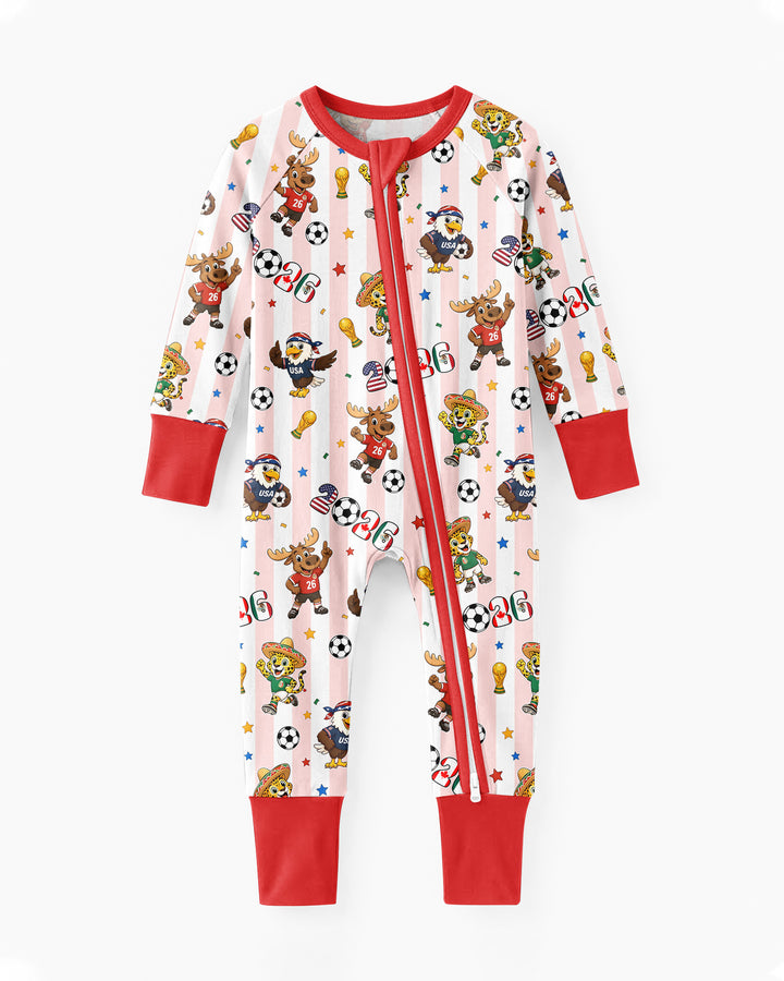 Striped Cute Mascots Soccer Cup 2026 Bamboo Convertible Zippy