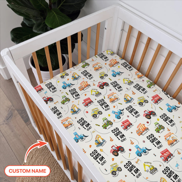 God Says I Am Boy Fitted Crib Sheet