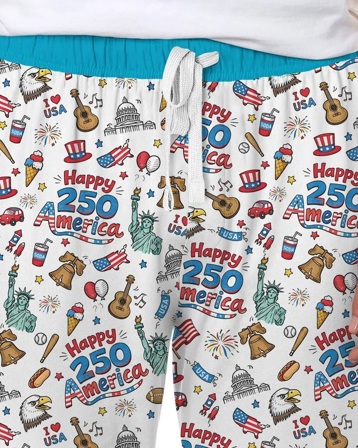Happy 250 America I love USA Bamboo Men's Pajama Set