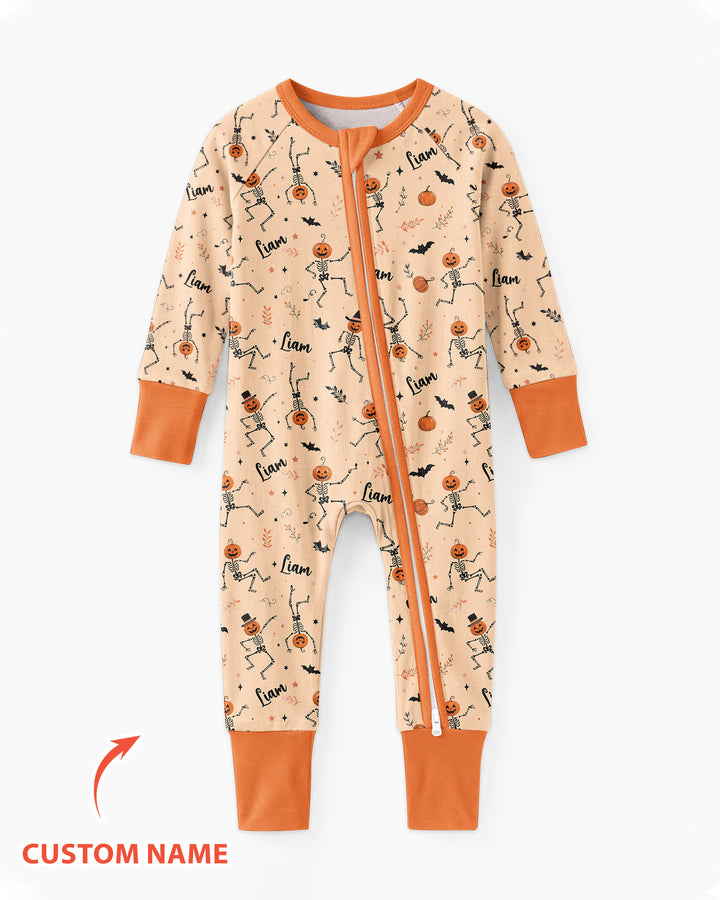 Dancing Pumpkin Skeleton Halloween Bamboo Convertible Zippy