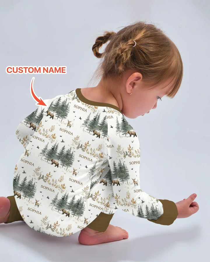 Custom Name Forest Bear Deer Bamboo Convertible Zippy