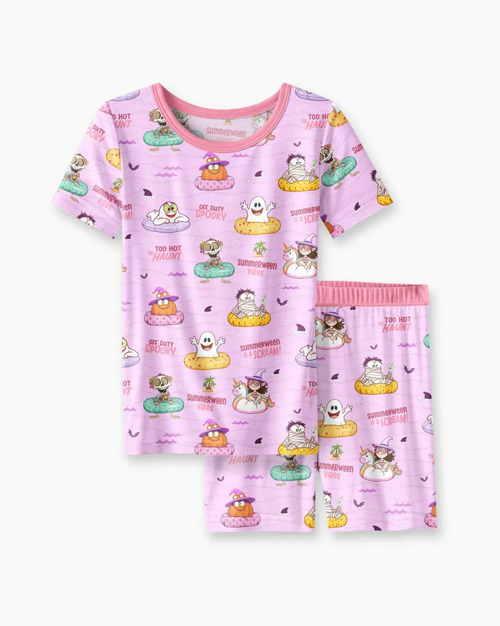 Conjunto de Pijama de Dos Piezas de Bambú con Mangas Cortas y Pantalones Cortos