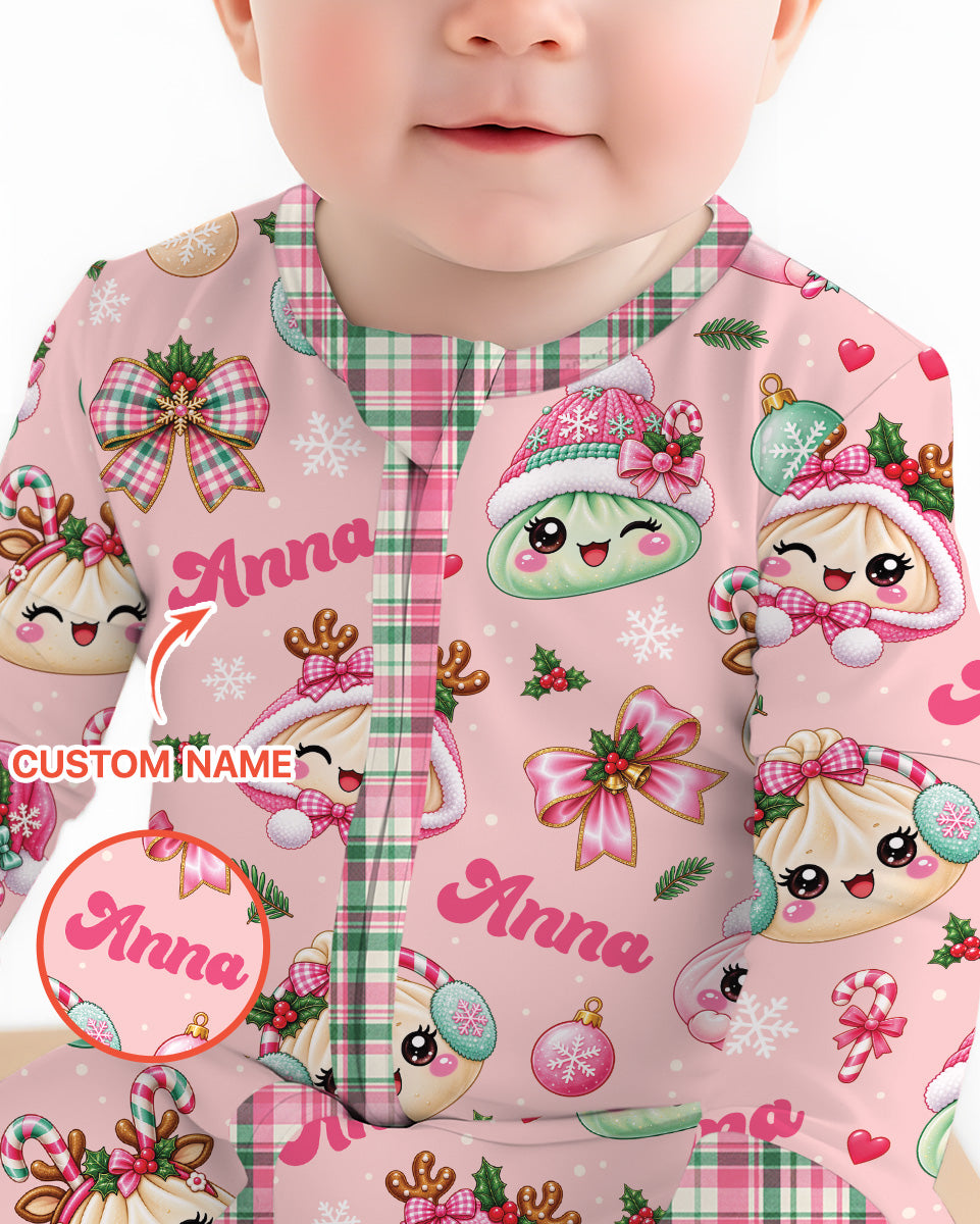 Custom Name Kawaii Christmas Dumpling Bamboo Convertible Zippy