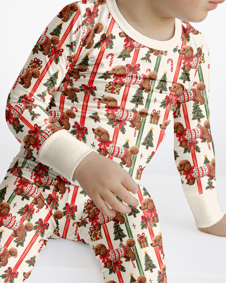 Puppy Holiday Bamboo Two Piece Long Sleeve Pajama Set