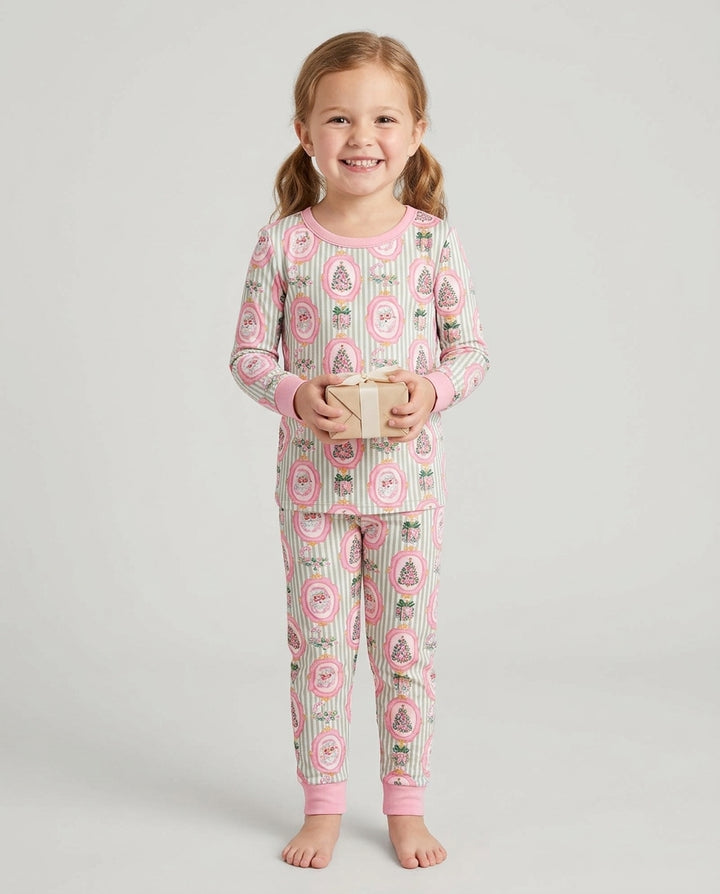 Vintage Christmas Keepsake  Bamboo Two Piece Long Sleeve Pajama Set