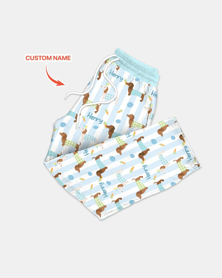 Custom Name Easter Dachshunds Family Matching Men's Pajama Set