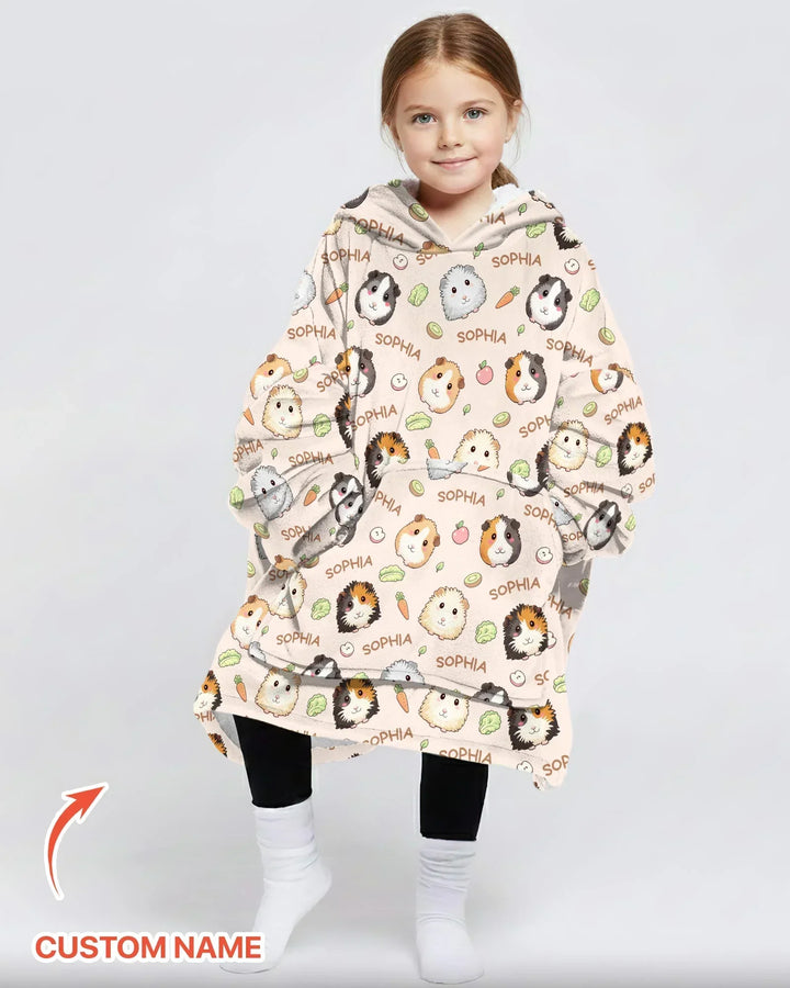 Custom Name Cute Guinea Pigs Blanket Hoodie