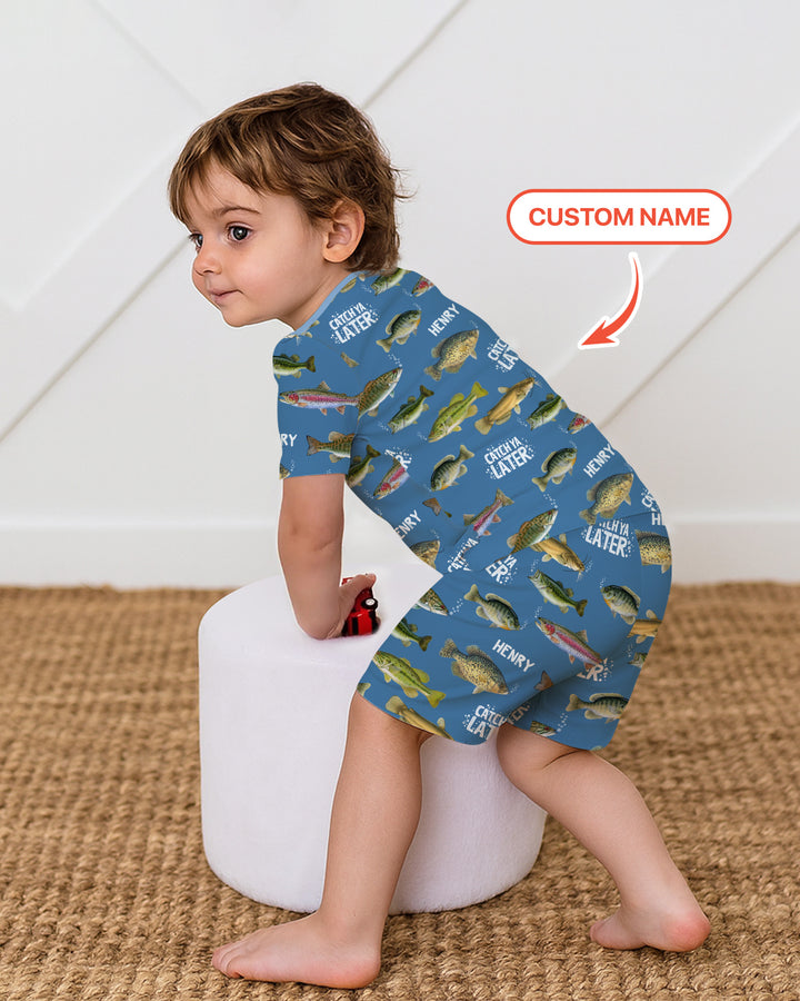 Catch Ya Later Matching Daddy & Me Two Piece Short Sleeve Shorts Pajama Set