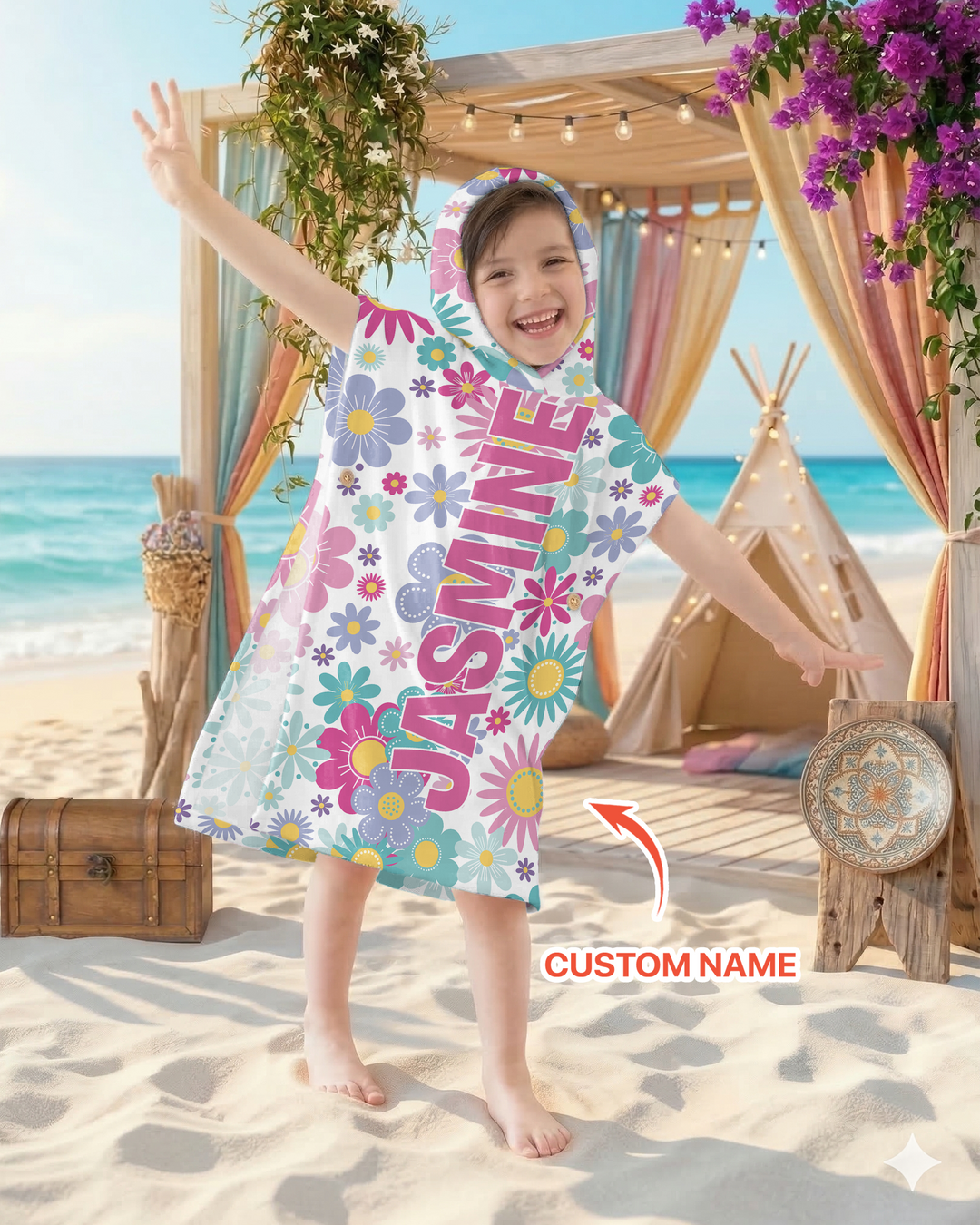 Pretty Pattern Bamboo Swim Poncho