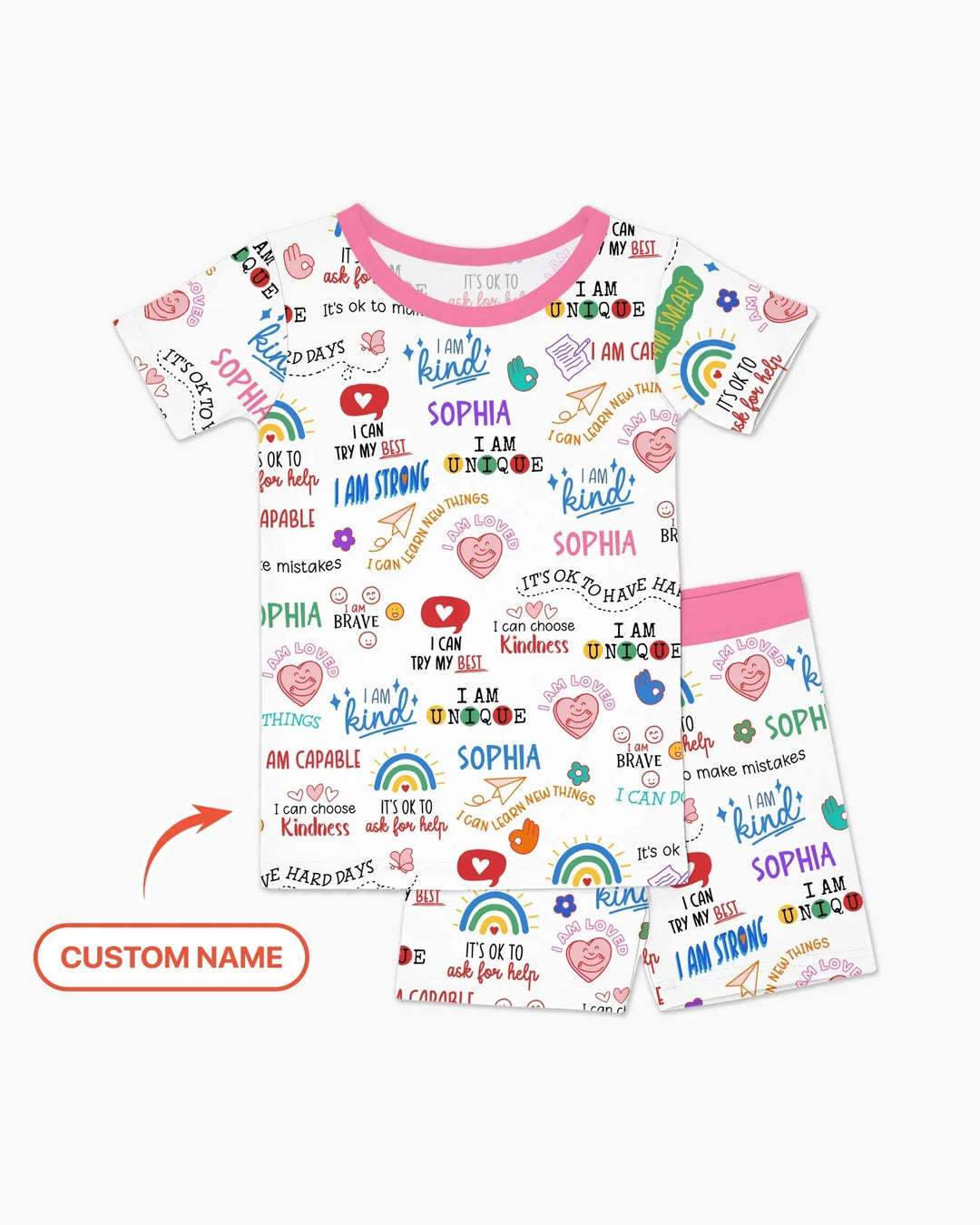 Daily Affirmations Matching Mommy & Baby Bamboo Two Piece Short Sleeve Shorts Pajama Set