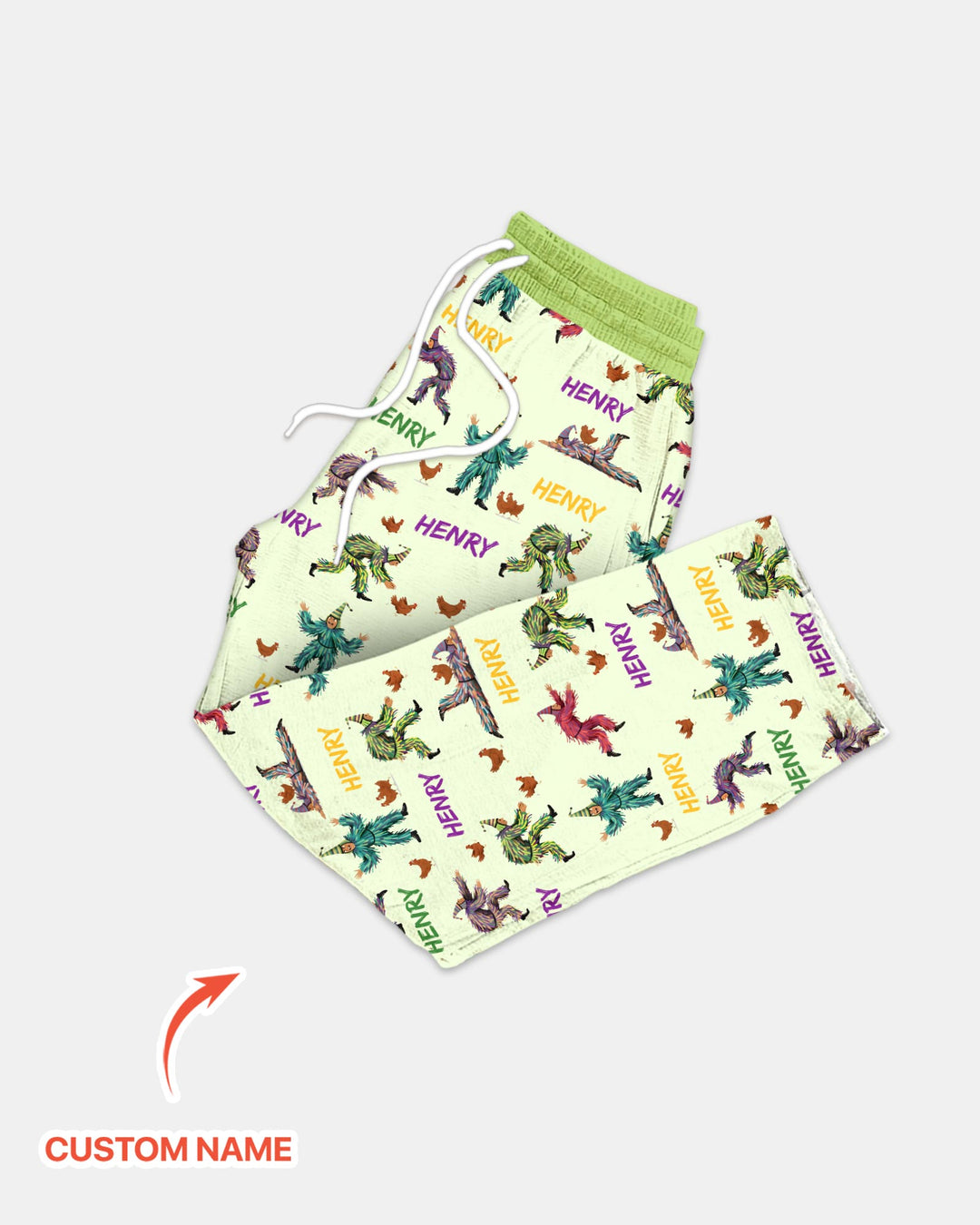 Custom Name Mardi Gras Chicken Chase Family Matching Men's Pajama Set