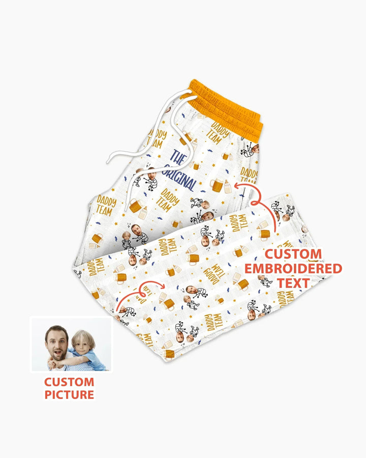 Embroidered Dad And Me Picture Bamboo Men's Pajama Set