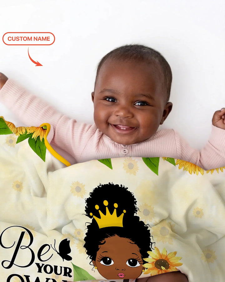 Custom Name Sunflower Queen Bamboo Blanket