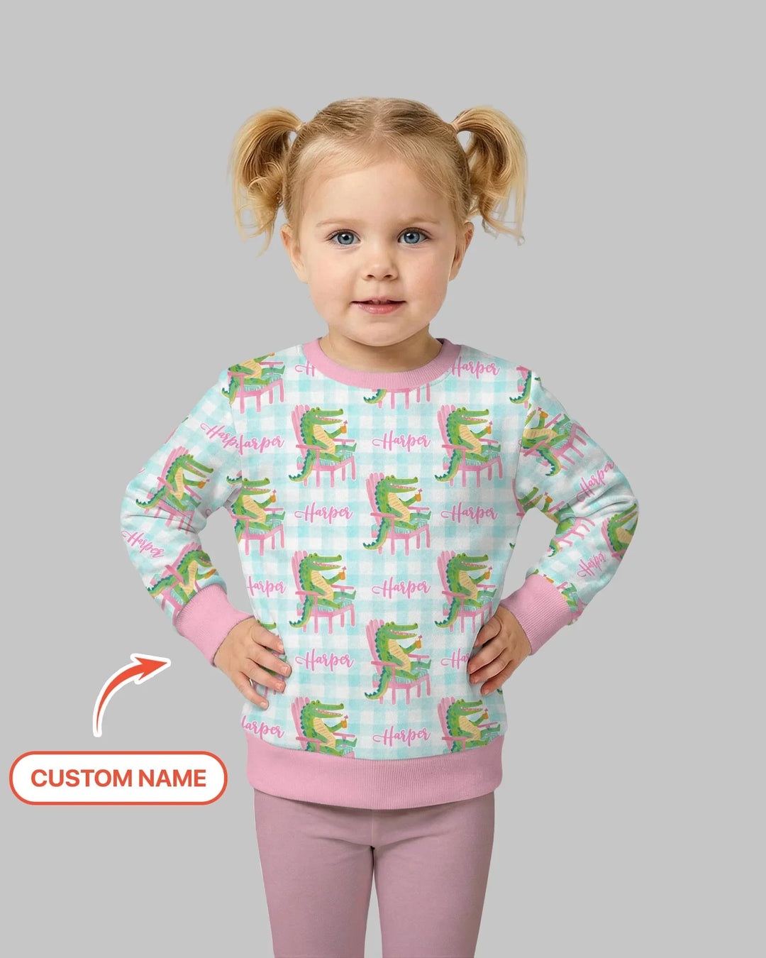 Custom Name Preppy Later Gator Bamboo Crewneck Sweatshirt