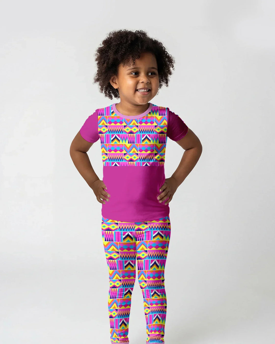 Kente Vibes Family Matching Bamboo Two Piece Short Sleeve Pajama Set