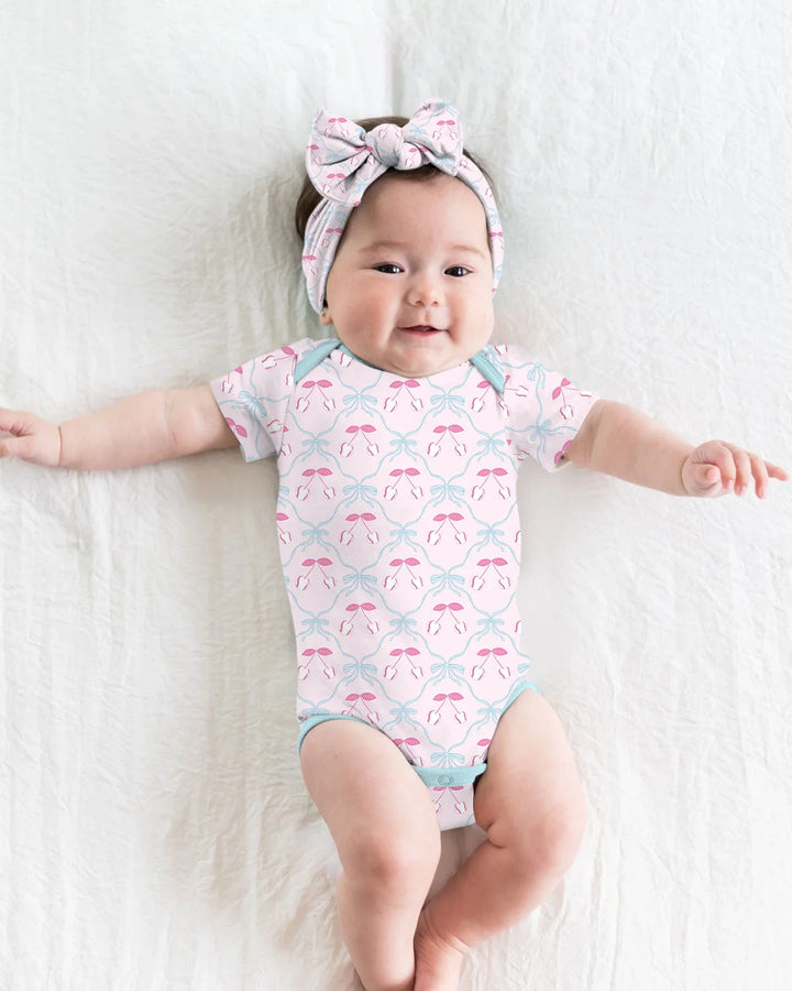 Cherry Baseball Softball Mom and Girl Matching Bamboo Bodysuit