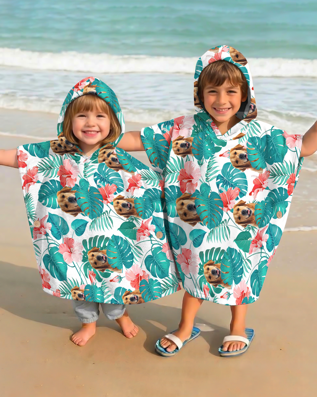Hawaiian Custom Photo Dog Bamboo Swim Poncho