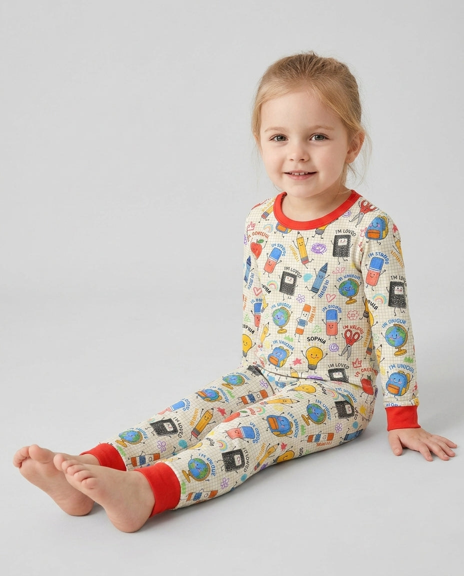 Zweiteiliges Langarm-Pyjama-Set mit Sommerfrüchten