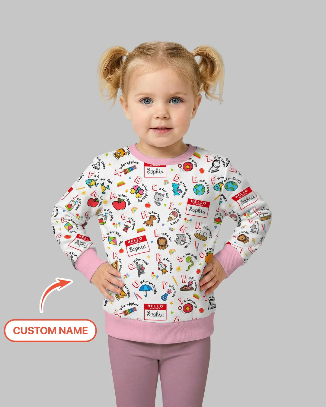 Custom Name Hello School ABCs Bamboo Crewneck Sweatshirt