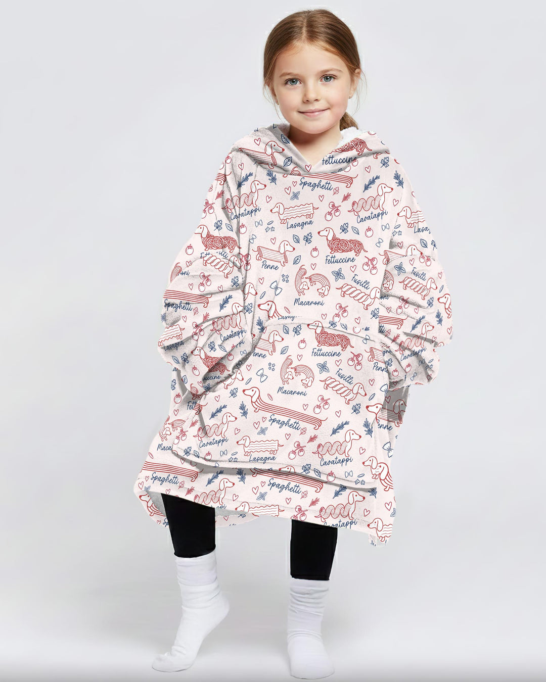 Funny Dachshund Pasta Pups Bamboo Blanket Hoodie