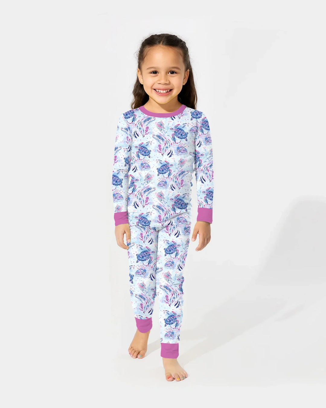 Little Turtles Family Matching Bamboo Two Piece Long Sleeve Pajama Set
