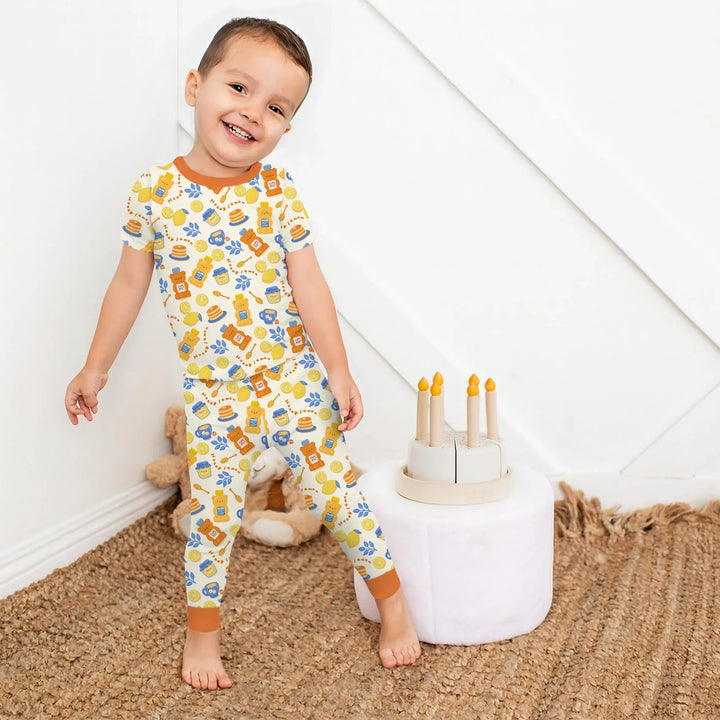 Honey Bear Bottle Two Piece Short Sleeve Pajama Set