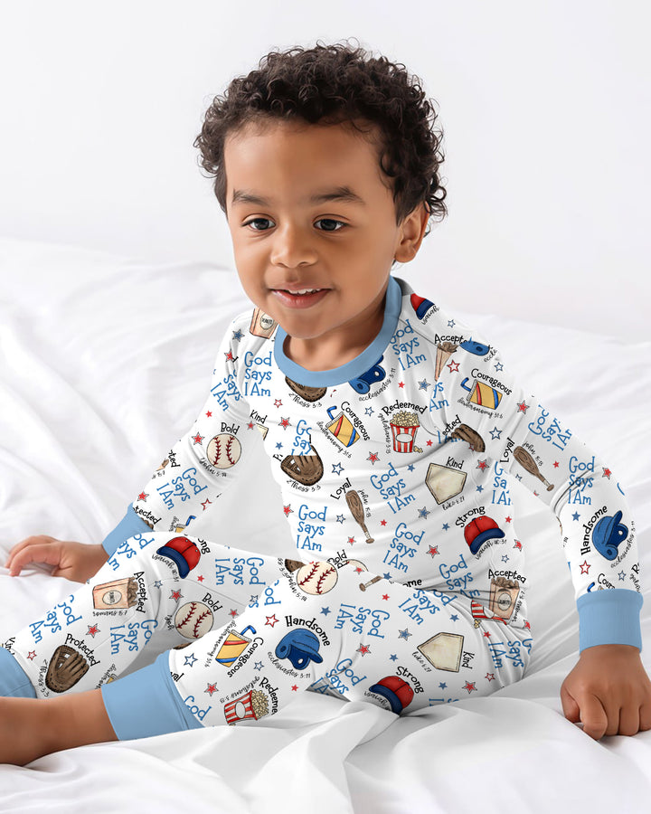 Christian Baseball Two Piece Long Sleeve Pajama Set