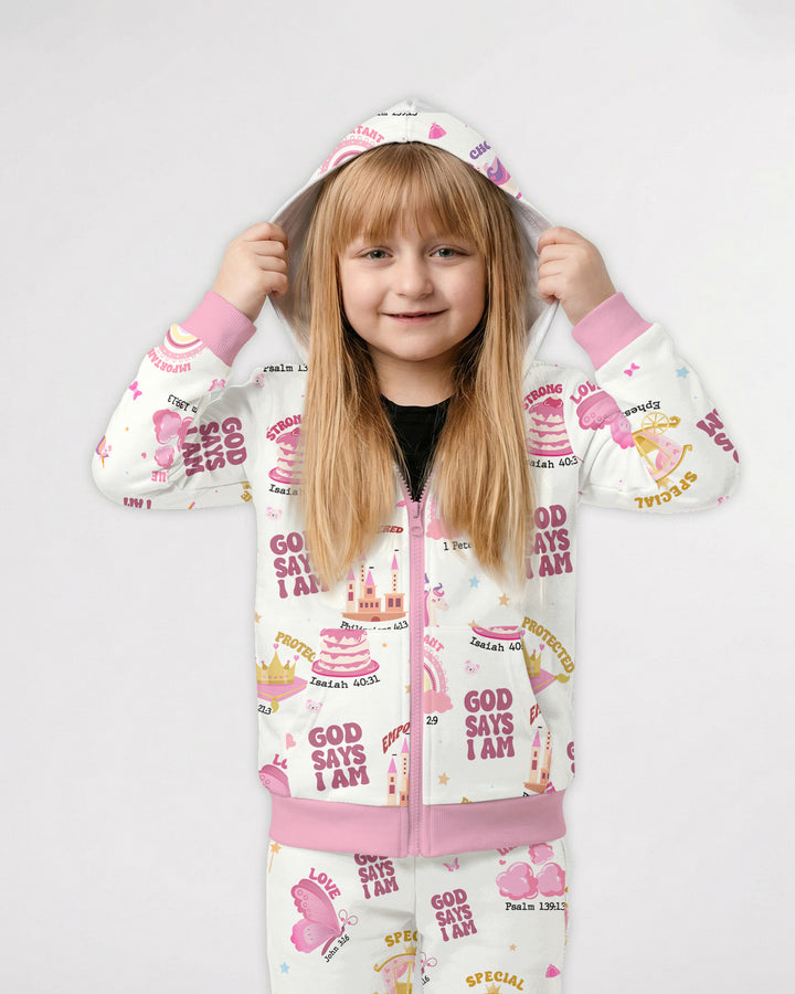 God Says I Am Girl Zip Hoodie