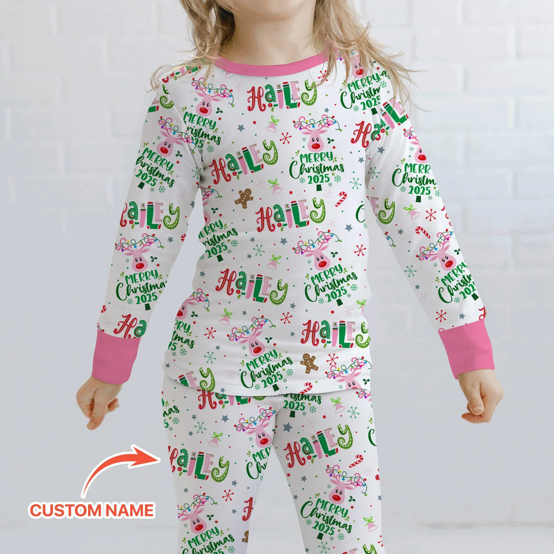 Custom Name "Whimsical Little Things" Two Piece Long Sleeve Pajama Set