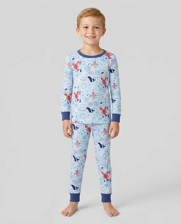 Zweiteiliges Langarm-Pyjama-Set mit Sommerfrüchten