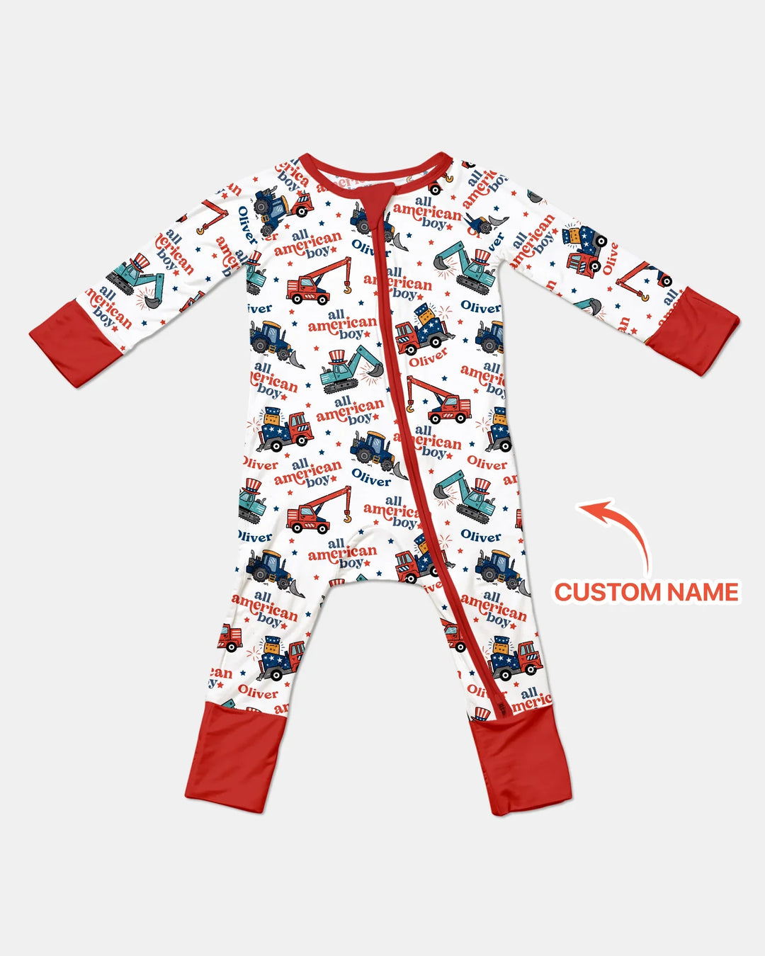 Custom Name All-American Boy Bamboo Convertible Zippy