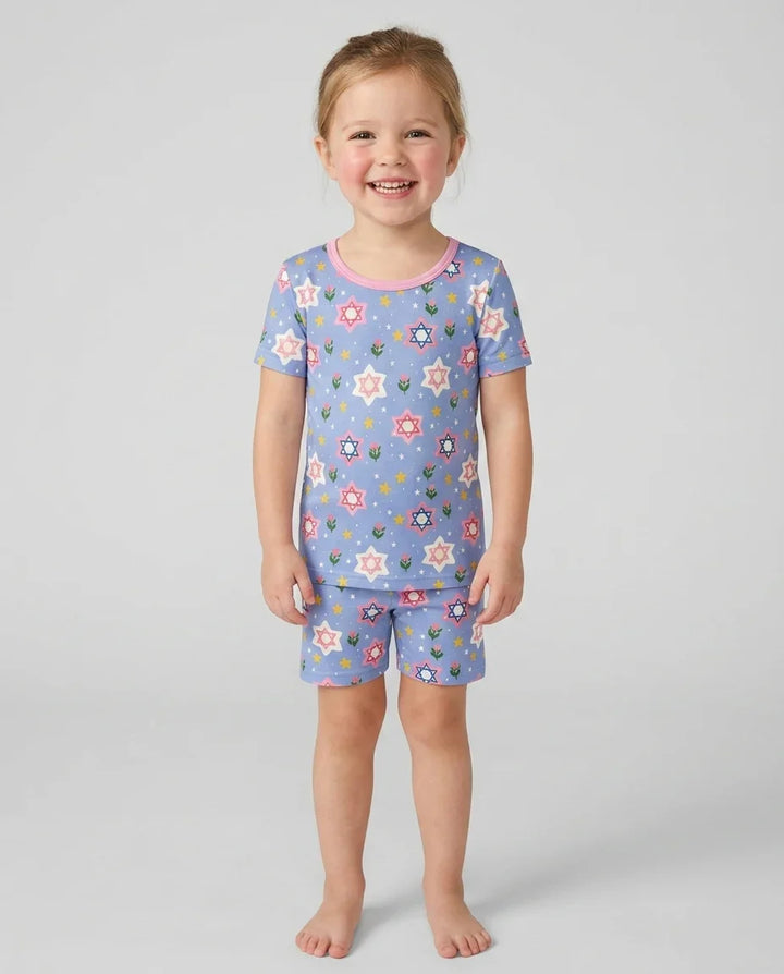 Conjunto de Pijama de Dos Piezas de Bambú con Mangas Cortas y Pantalones Cortos