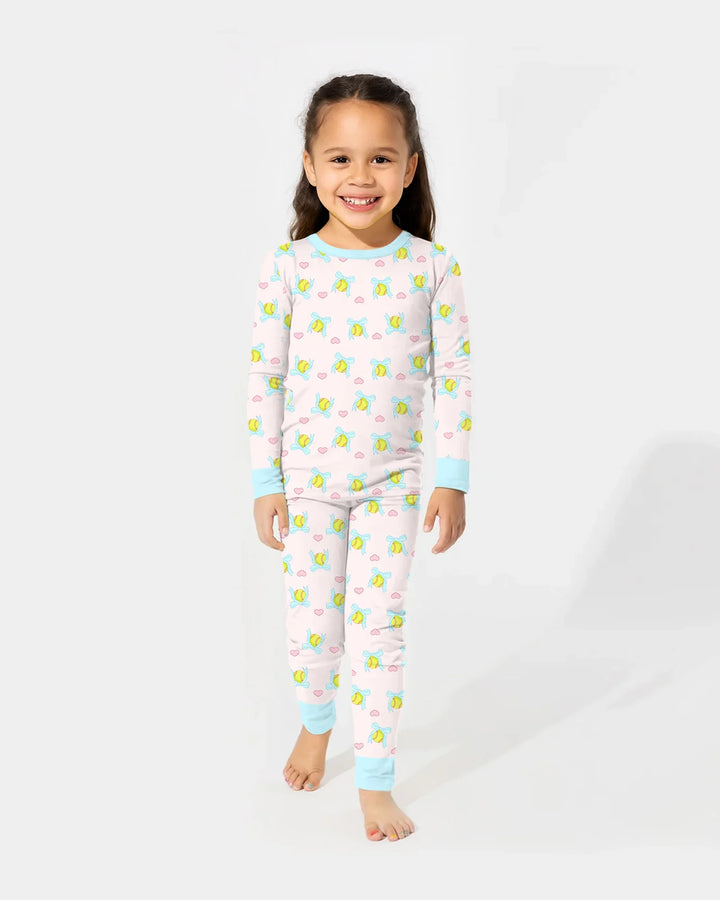 Softbal Coquette Bow Two Piece Long Sleeve Pajama Set