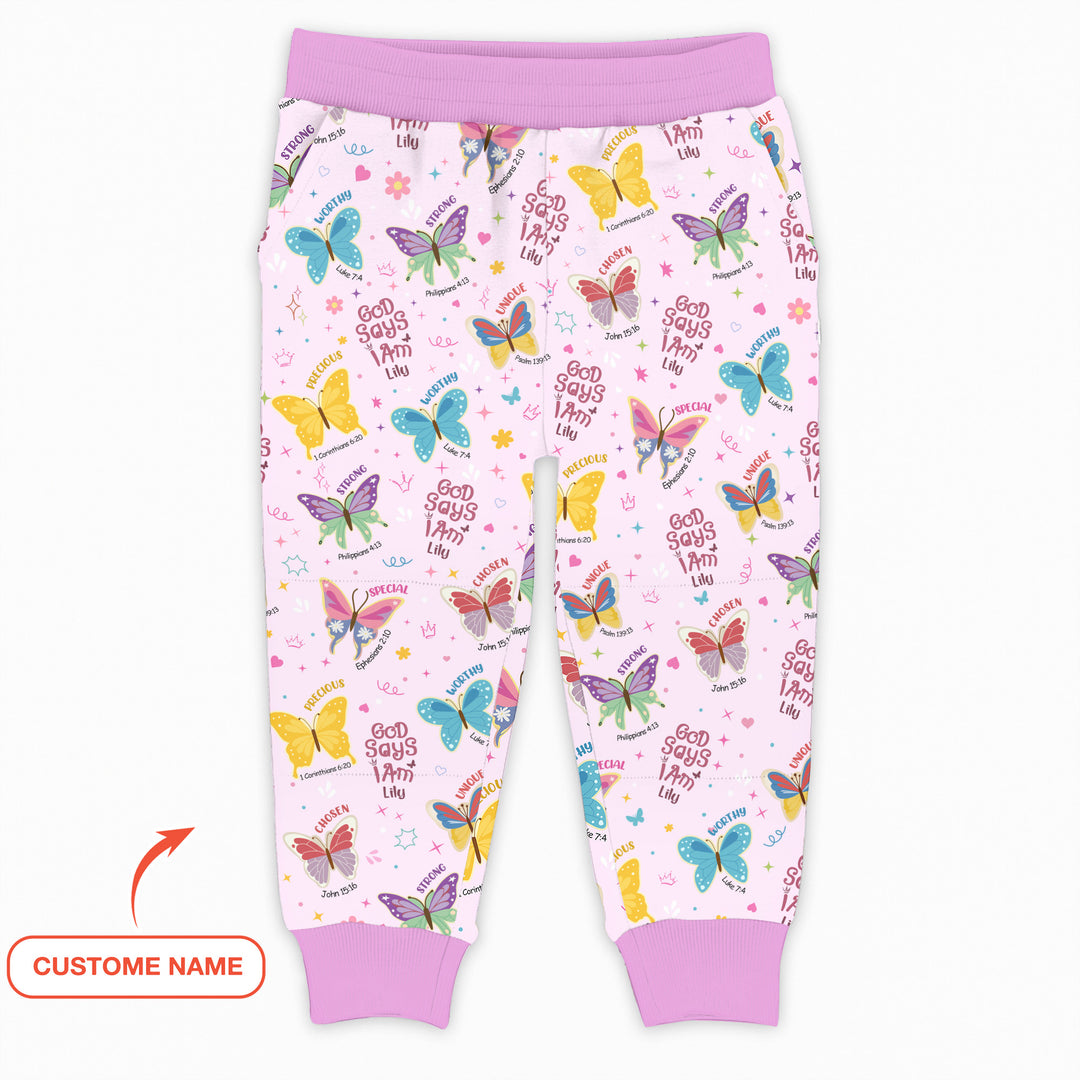 God Says I Am Girl Custom Name Jogger