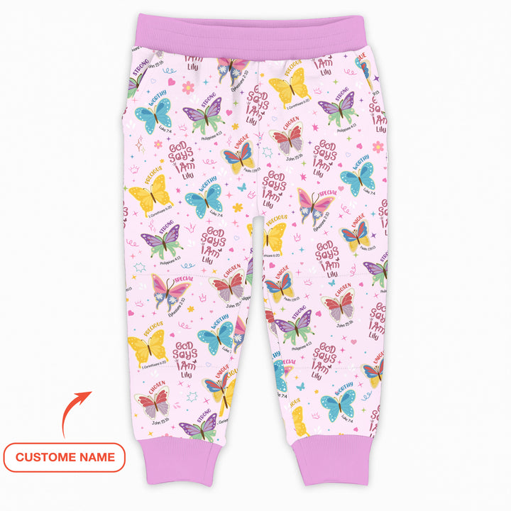 God Says I Am Girl Custom Name Jogger