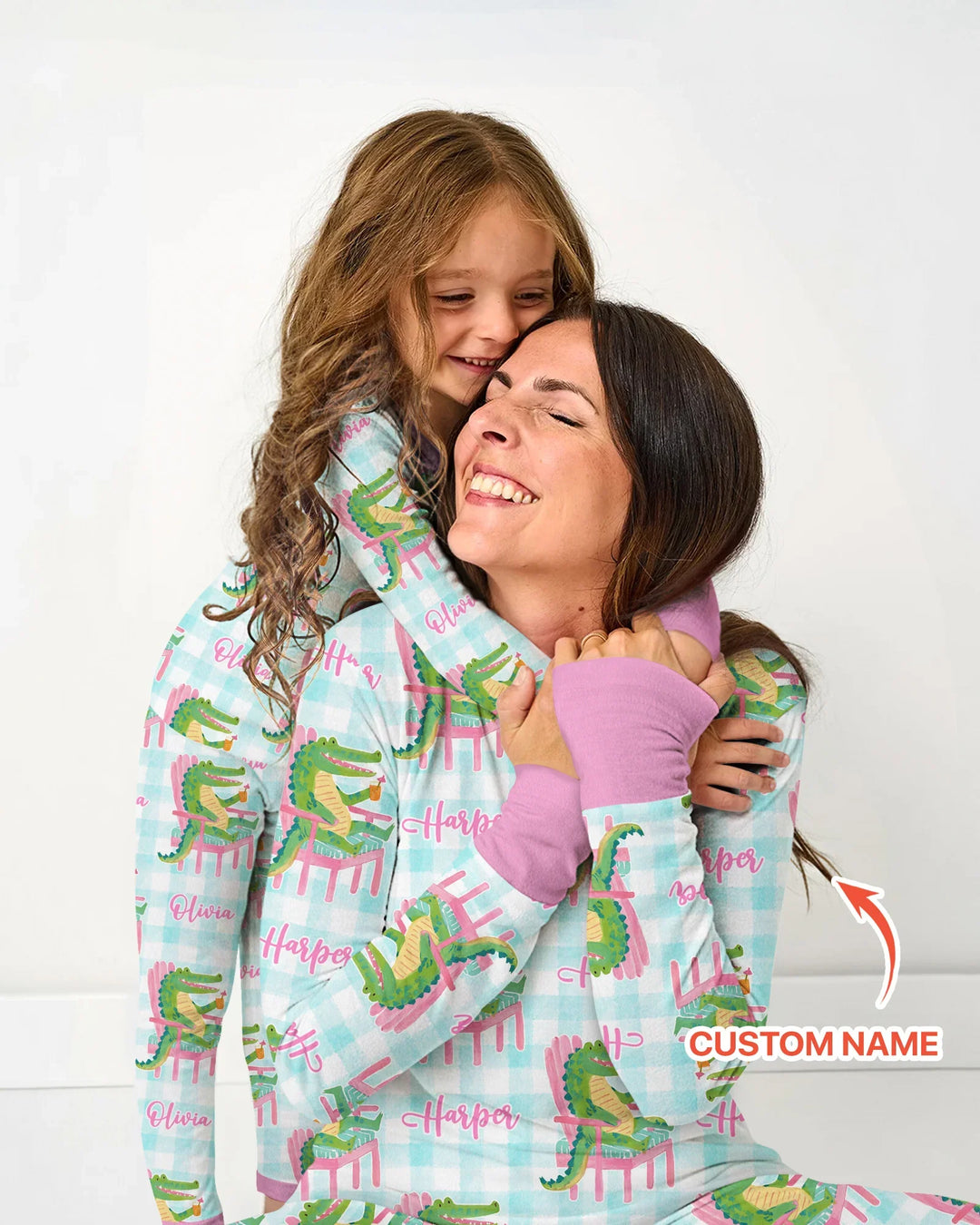 Custom Name Preppy Later Gator Bamboo Women Pajama Set