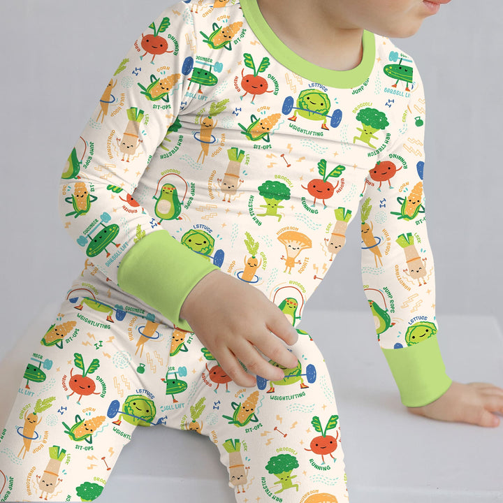 Exercise Veggie Two Piece Long Sleeve Pajama Set