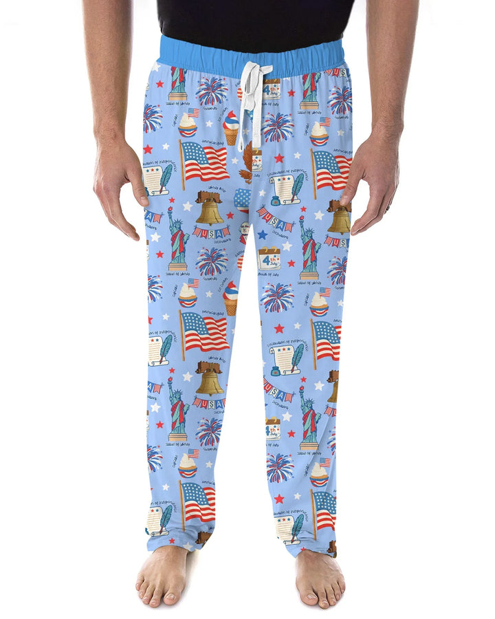 Hand Drawn Patriotic Iconic Bamboo Men's Pajama Set