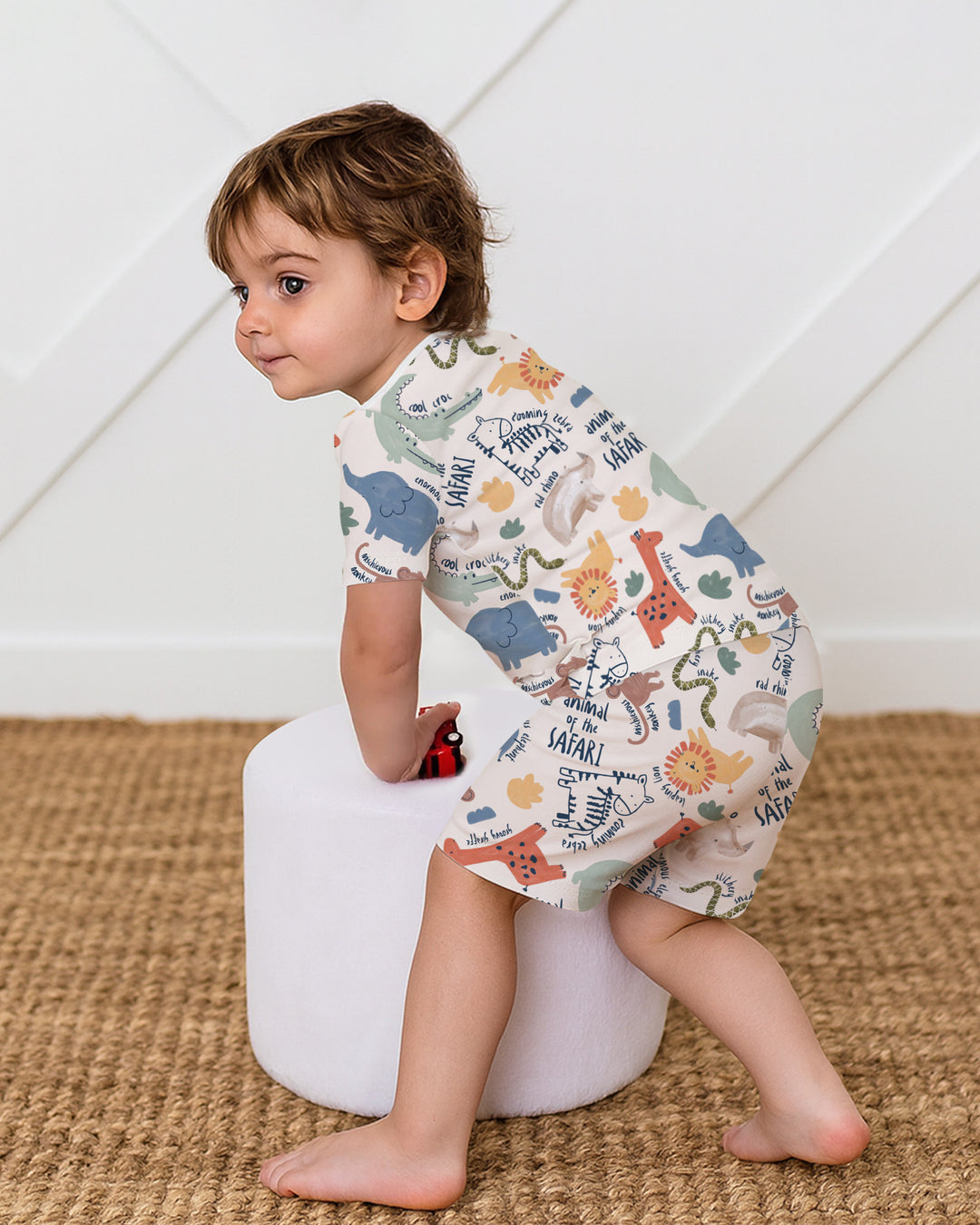 Funny African Animals Two Piece Short Sleeve Shorts Pajama Set