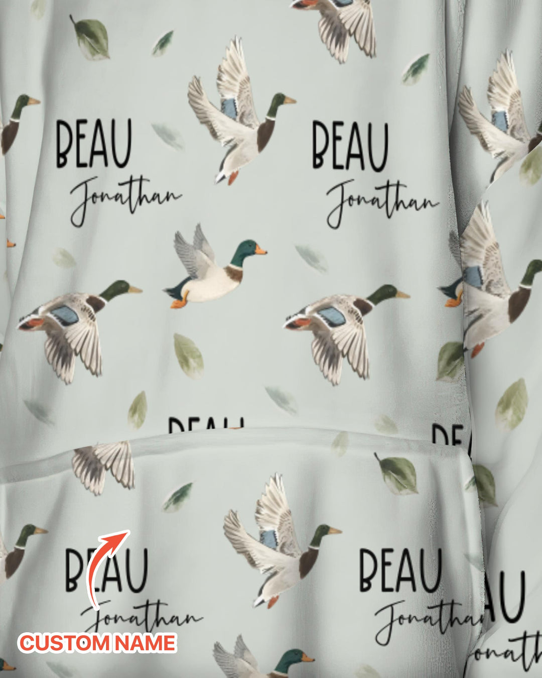 Custom Name Mallard Duck Blanket Hoodie