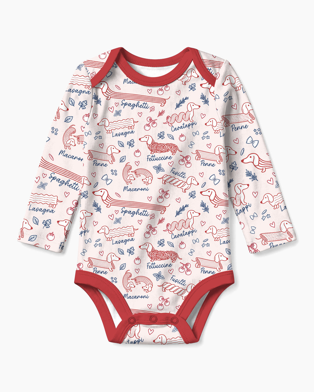 Funny Dachshund Pasta Pups Bamboo Bodysuit
