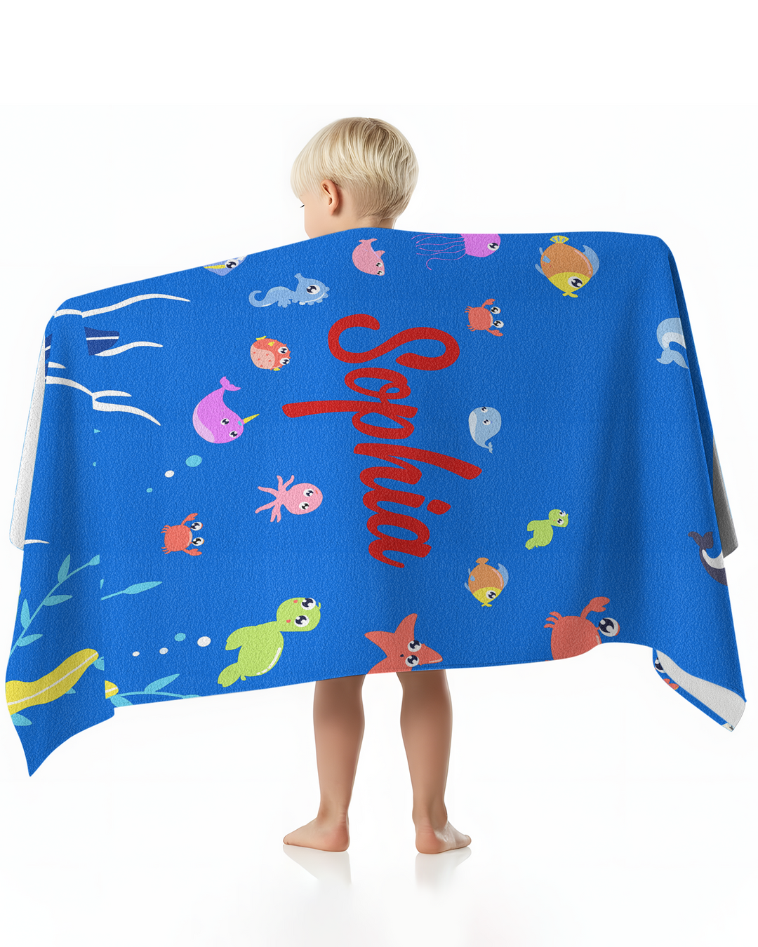 Personalised Fruits Palm Tree Marine Animals Bamboo Beach Towel