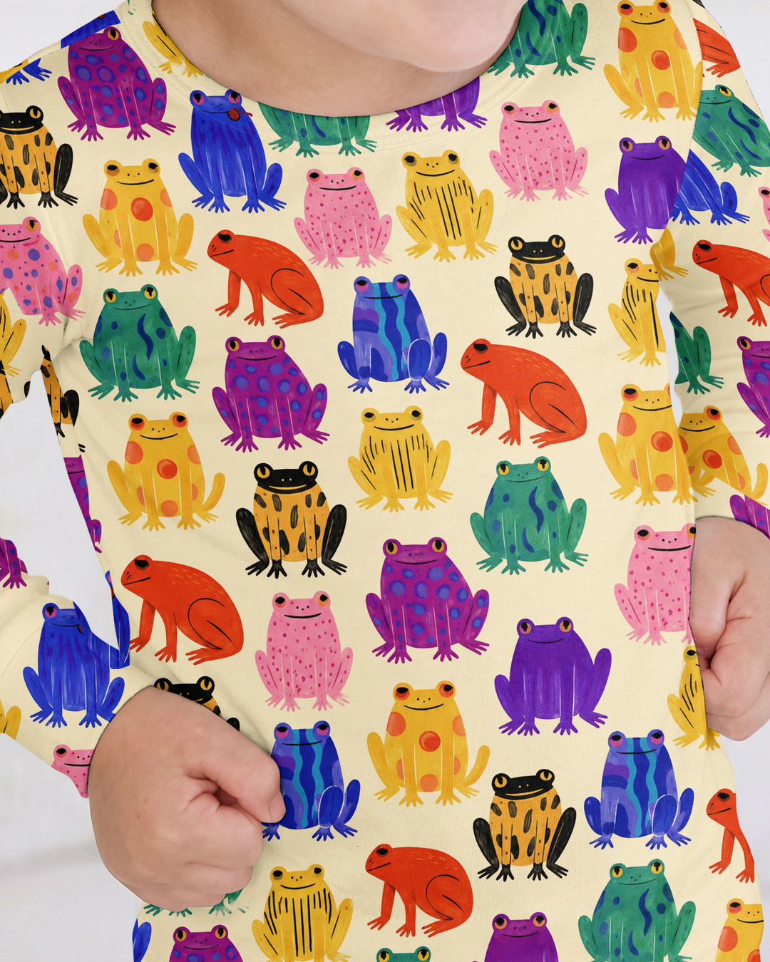 Rainbow Frog Parade Bamboo Two Piece Long Sleeve Pajama Set