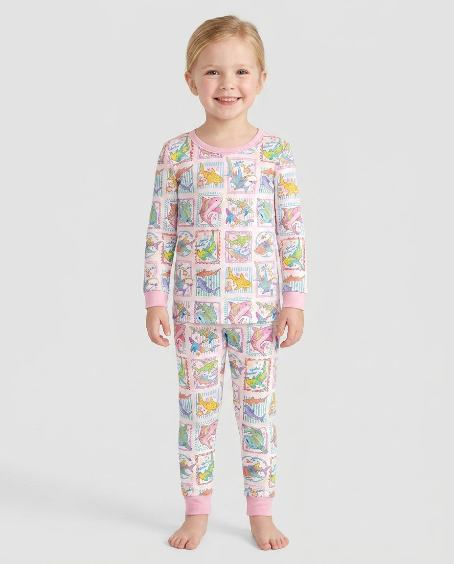 Shark Tropical Bamboo Two Piece Long Sleeve Pajama Set