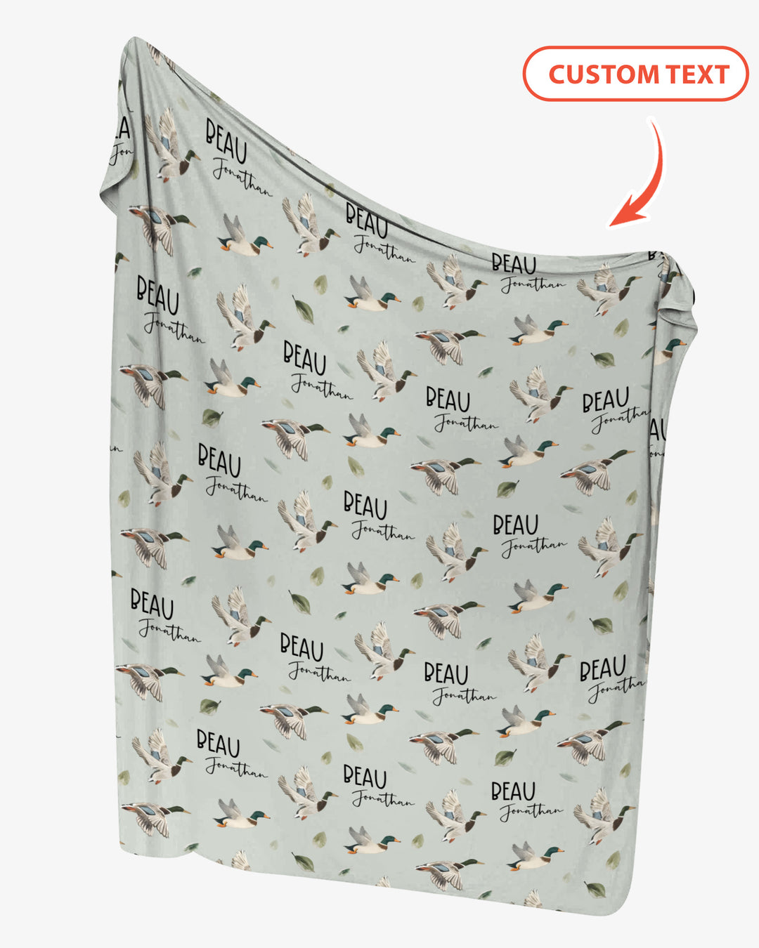 Custom Name Mallard Duck swaddle blanket